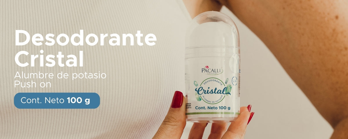 Desodorante de Cristal Push On PACALLI · Piedra de Alumbre de Potasio · 100 g