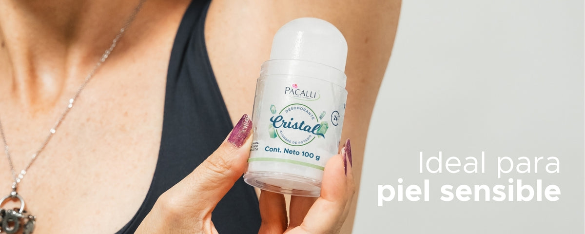 Desodorante de Cristal Push On PACALLI · Piedra de Alumbre de Potasio · 100 g