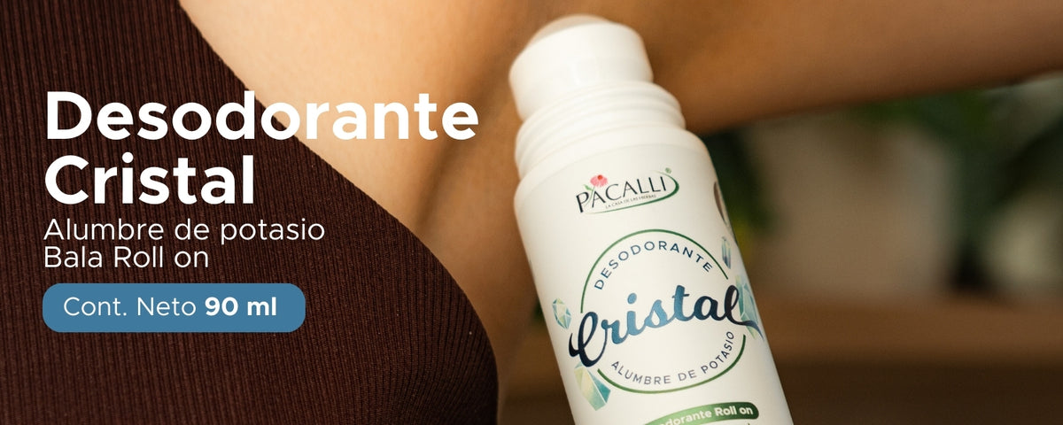 Desodorante de Cristal Roll On PACALLI · Alumbre de Potasio · 90 ml