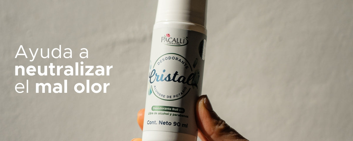 Desodorante de Cristal Roll On PACALLI · Alumbre de Potasio · 90 ml