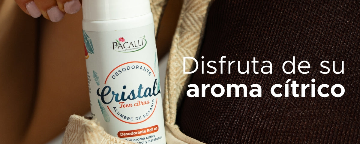 Desodorante de Cristal Teen Citrus Roll On PACALLI · Alumbre de Potasio · 90 ml