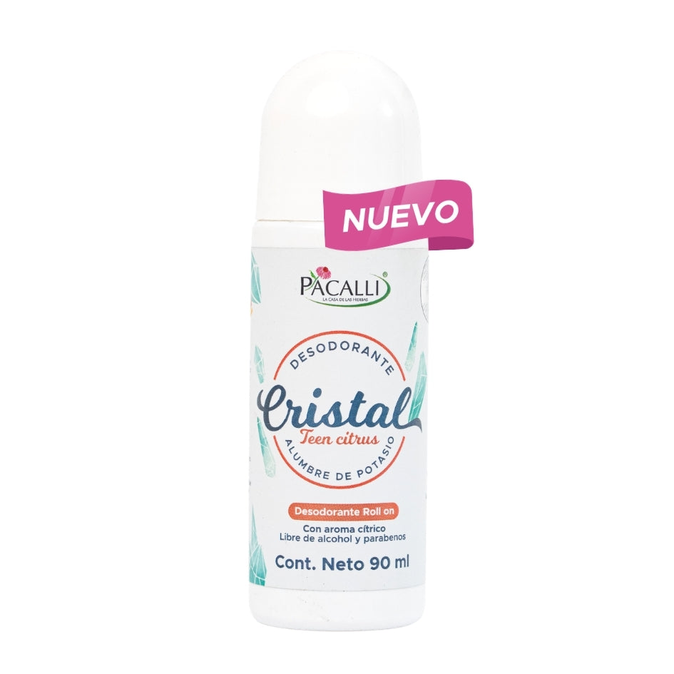 Desodorante de Cristal Teen Citrus Roll On PACALLI · Alumbre de Potasio · 90 ml