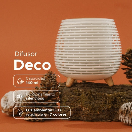 Difusor Deco PACALLI · Portátil y Silencioso con Luz LED Regulable · 140 ml