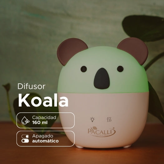 Difusor Koala PACALLI · Portátil con USB y Apagado Automático · 160 ml