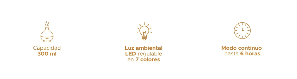 Difusor Color Madera PACALLI · Niebla Continua y Luz Ambiental Regulable · 300 ml