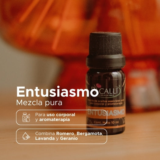 Entusiasmo Mezcla Pura PACALLI · Romero, Bergamota, Lavanda y Geranio · 10 ml