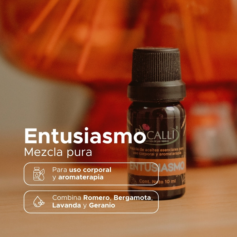 Entusiasmo Mezcla Pura PACALLI · Romero, Bergamota, Lavanda y Geranio · 10 ml