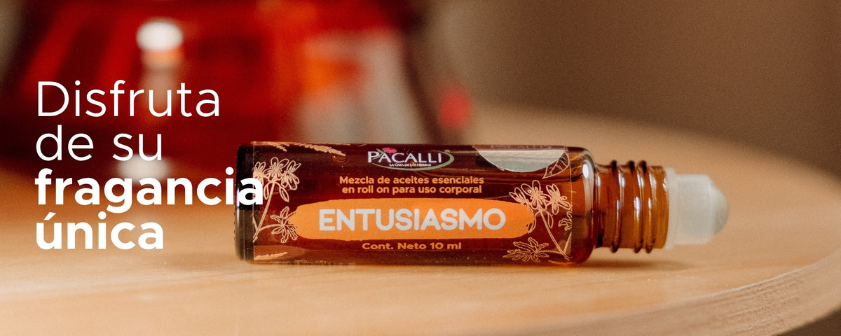 Entusiasmo Roll On PACALLI · Romero, Bergamota, Lavanda y Geranio  · 10 ml