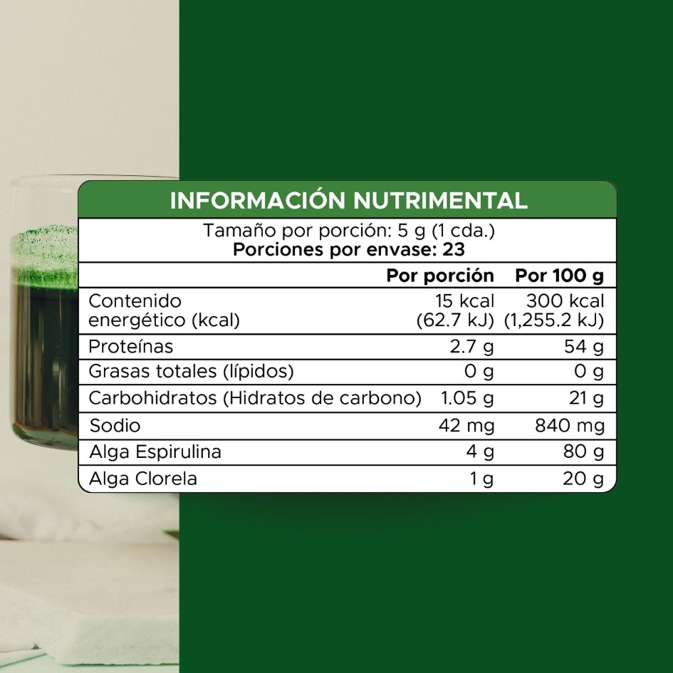 Espirulina (Alga Espirulina + Clorela) · 115 g