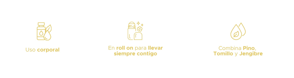 Fortaleza Roll On PACALLI · Pino, Tomillo y Jengibre · 10 ml