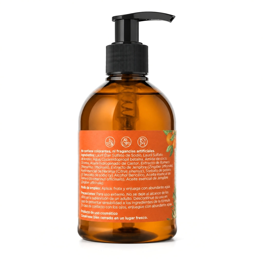 Jabón Liquido Giornata di Sole PACALLI · Con Extracto de Romero y Aceite Esencial de Naranja · 240 ml