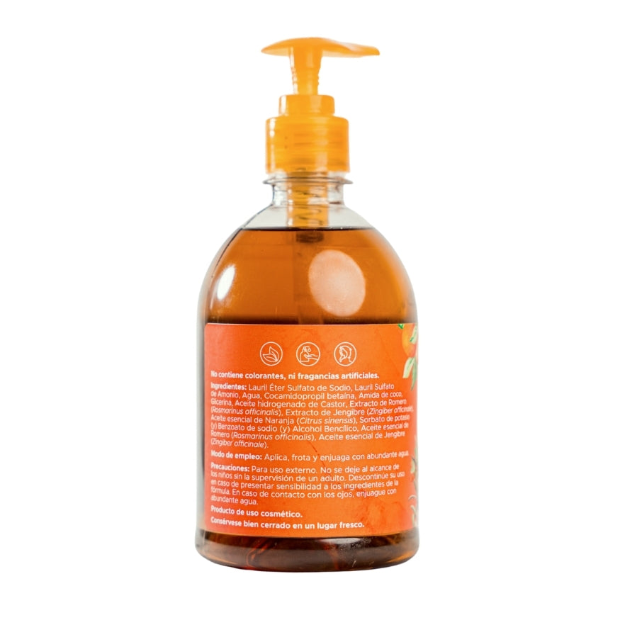 Jabón Liquido Giornata di Sole PACALLI · Con Extracto de Romero y Aceite Esencial de Naranja · 500 ml