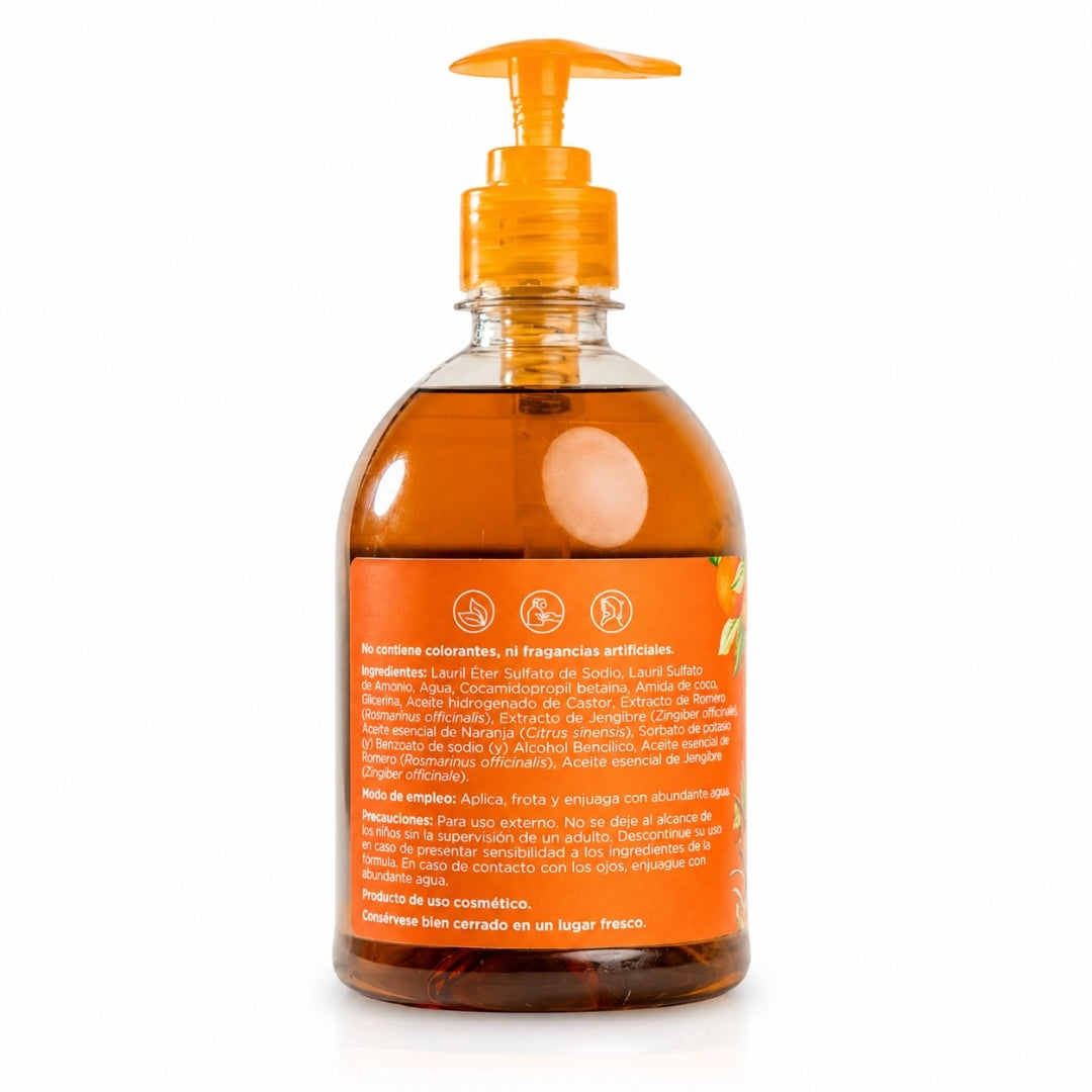 Jabón Liquido Giornata di Sole · Con Extracto de Romero y Aceite Esencial de Naranja · 500 ml