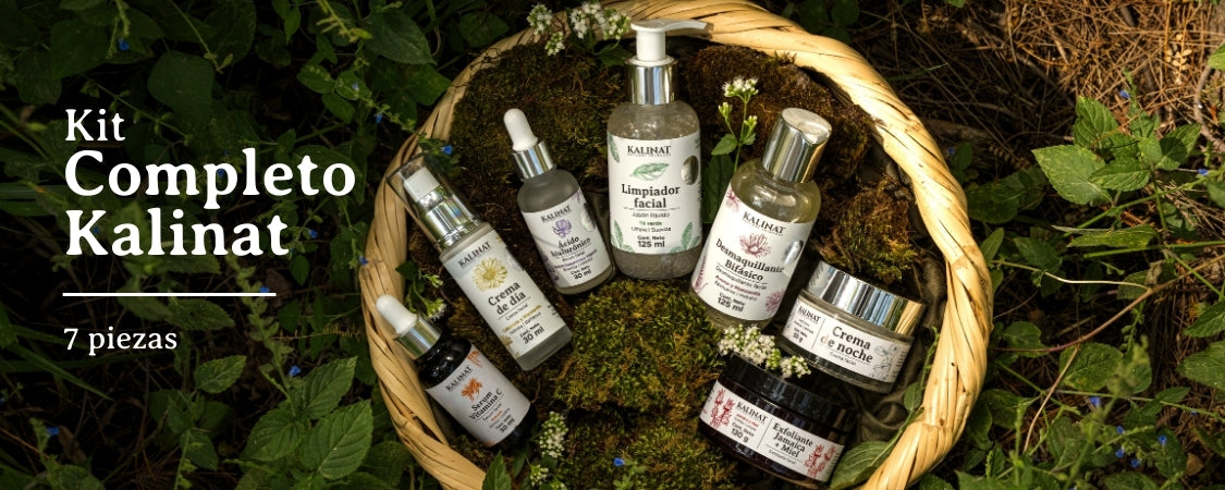 Kit Completo Kalinat · 7 piezas (Mi rutina de día + Mi rutina de noche + Exfoliante Jamaica y Miel)