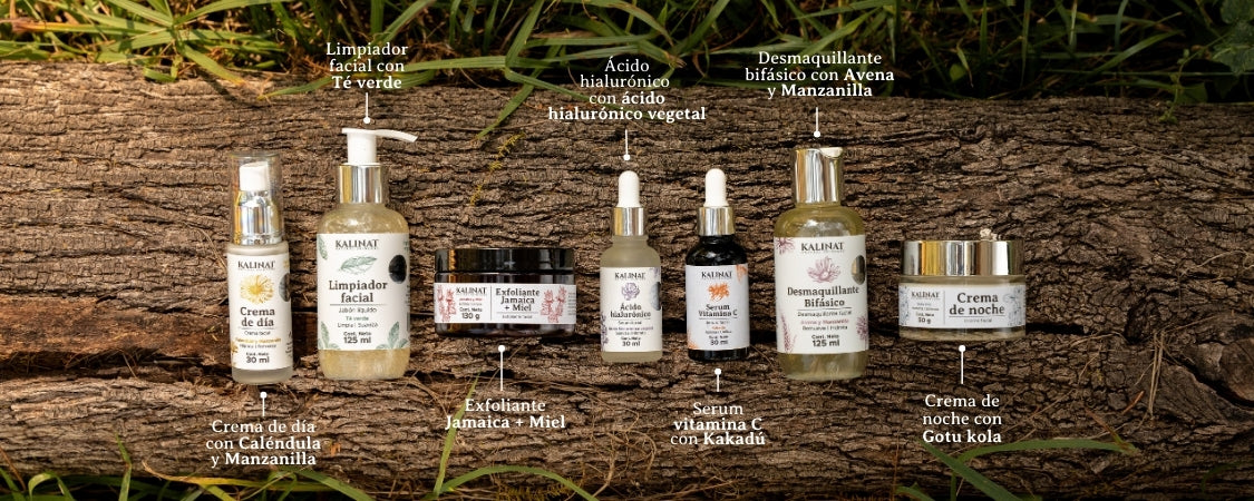 Kit Completo Kalinat · 7 piezas (Mi rutina de día + Mi rutina de noche + Exfoliante Jamaica y Miel)