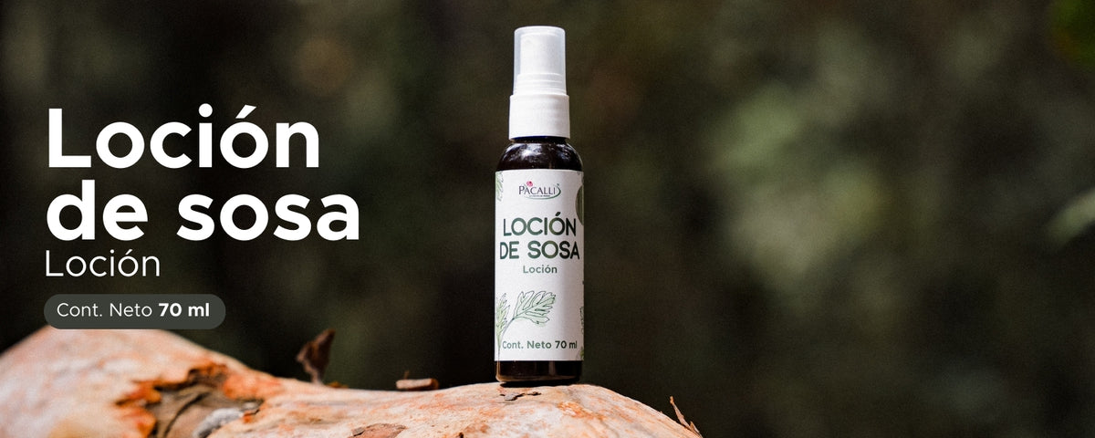 Loción de Sosa PACALLI · Extracto de Sosa, Larrea y Aceites de Origen Natural · 70 ml