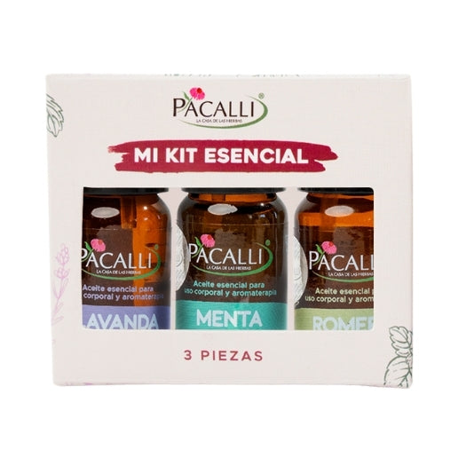 Mi Kit Esencial PACALLI · Lavanda, Menta y Romero · 3 x 10 ml