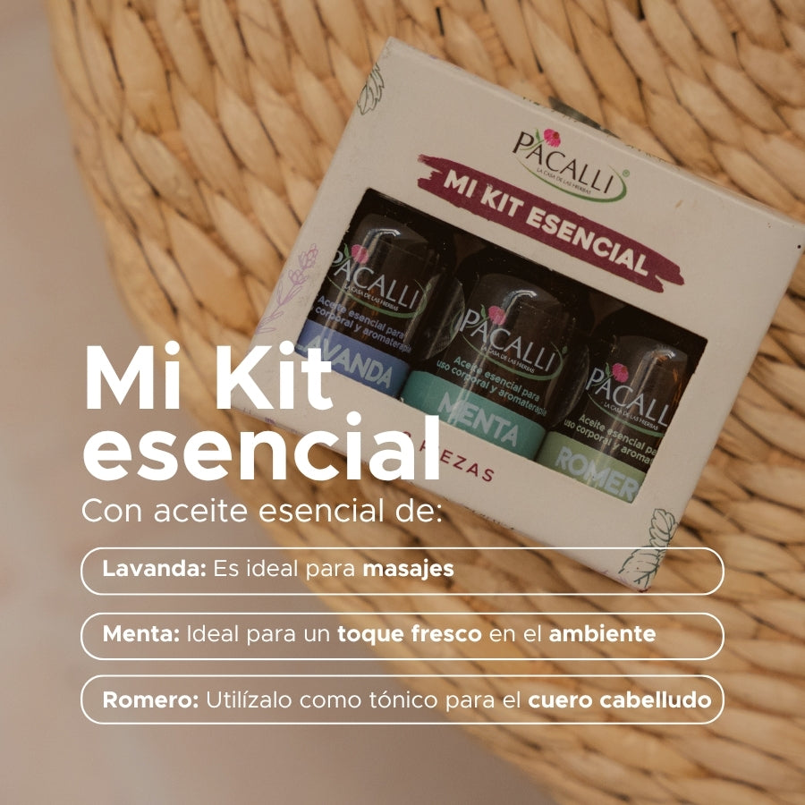 Mi Kit Esencial PACALLI · Lavanda, Menta y Romero · 3 x 10 ml