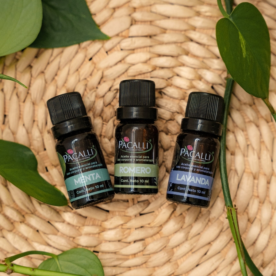 Mi Kit Esencial PACALLI · Lavanda, Menta y Romero · 3 x 10 ml