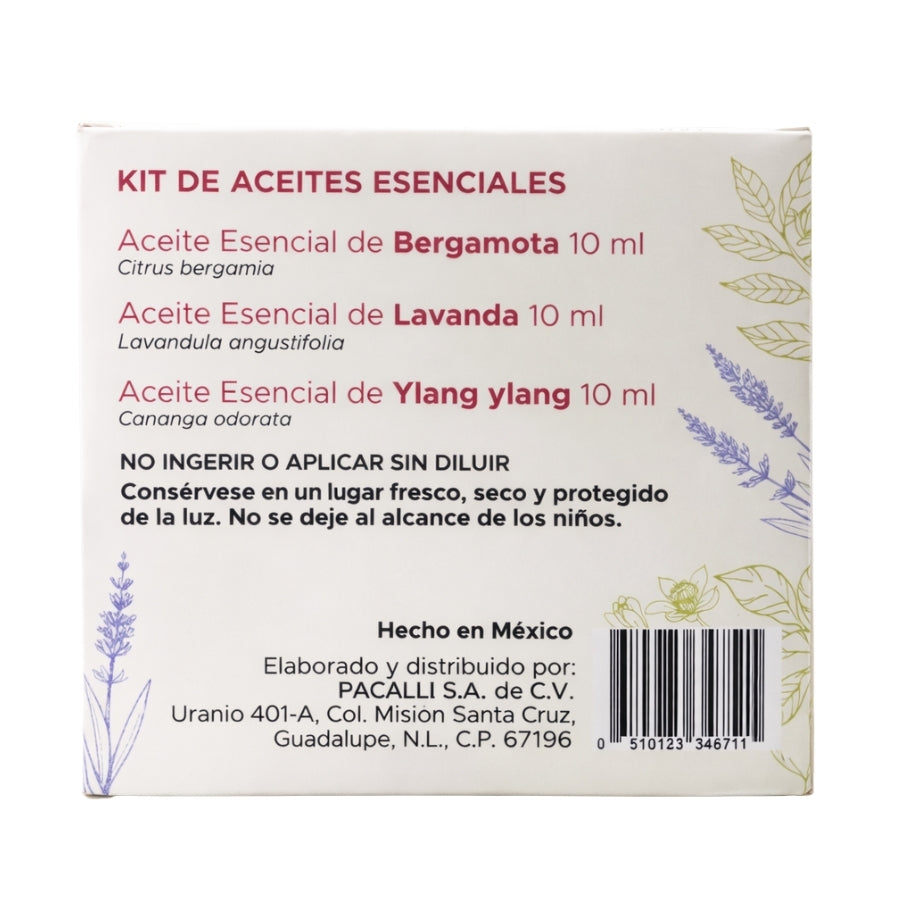 Mi Kit Floral PACALLI · Bergamota, Ylang Ylang y Lavanda · 3 x 10 ml