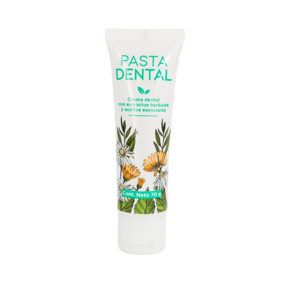 Pasta Dental PACALLI · Crema Dental Con Extractos Herbales y Aceites Esenciales · 70 g