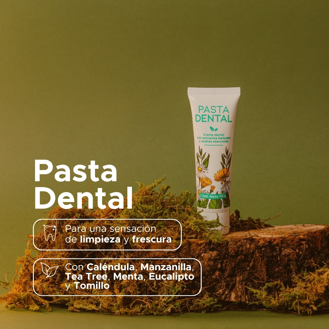 Pasta Dental · Crema Dental Con Extractos Herbales y Aceites Esenciales · 70 g