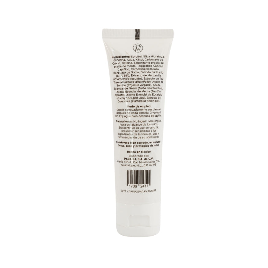 Pasta Dental PACALLI · Crema Dental Con Extractos Herbales y Aceites Esenciales · 70 g