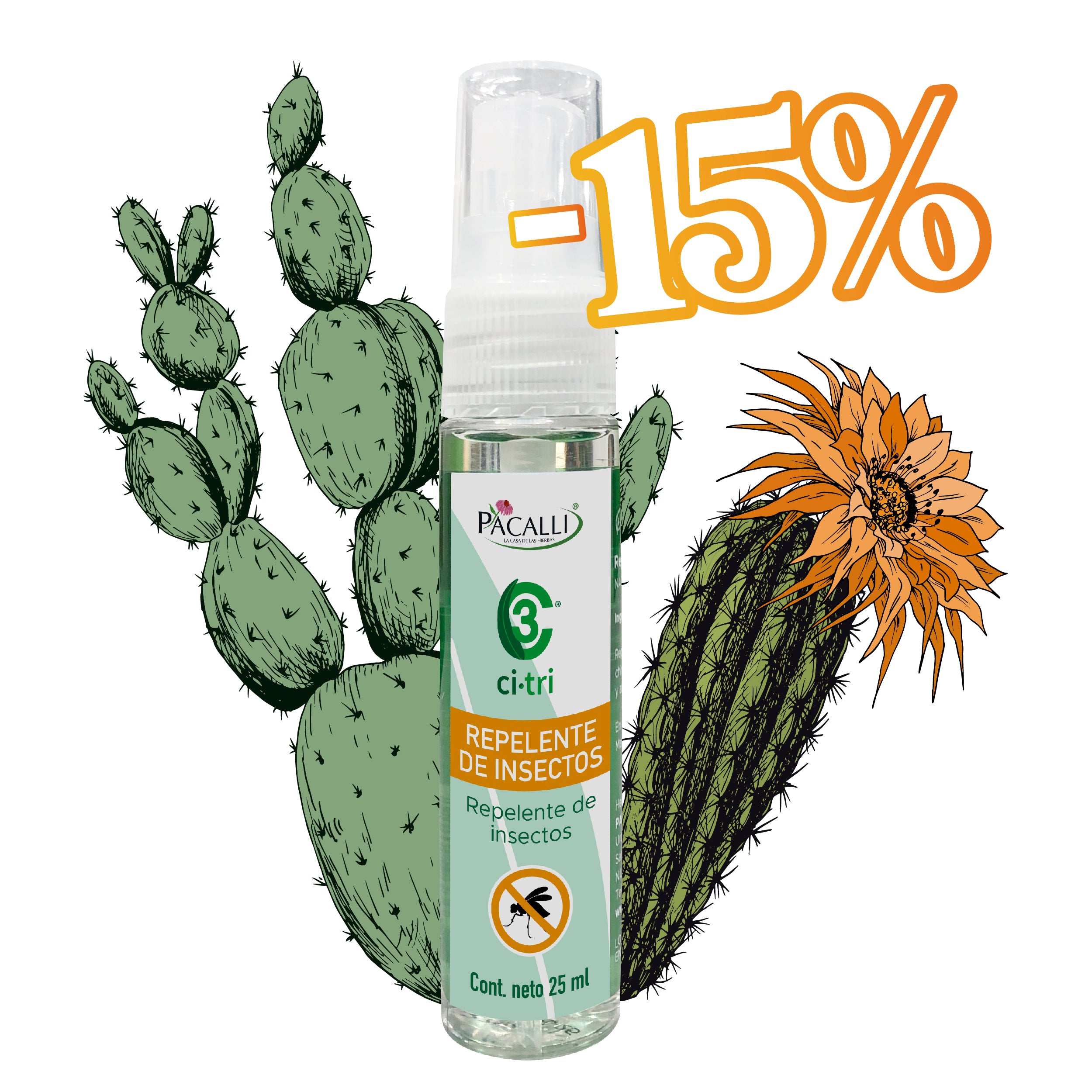 Ci-Tri Repelente de Insectos PACALLI · Con Citrodiol · 25 ml