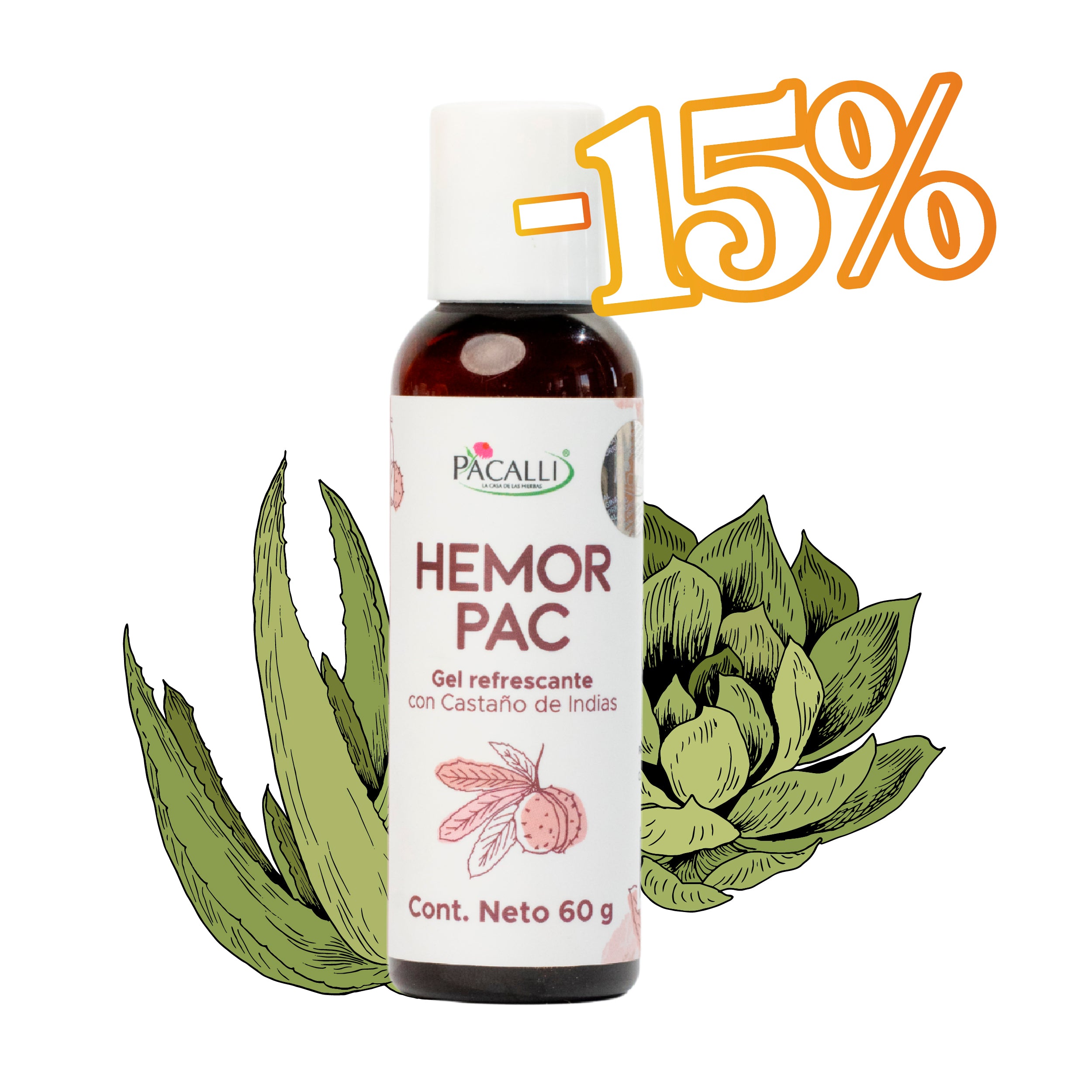 Hemorpac PACALLI · Gel Refrescante con Hamamelis, Castaño de Indias, Gotu Kola y Caléndula · 60 g