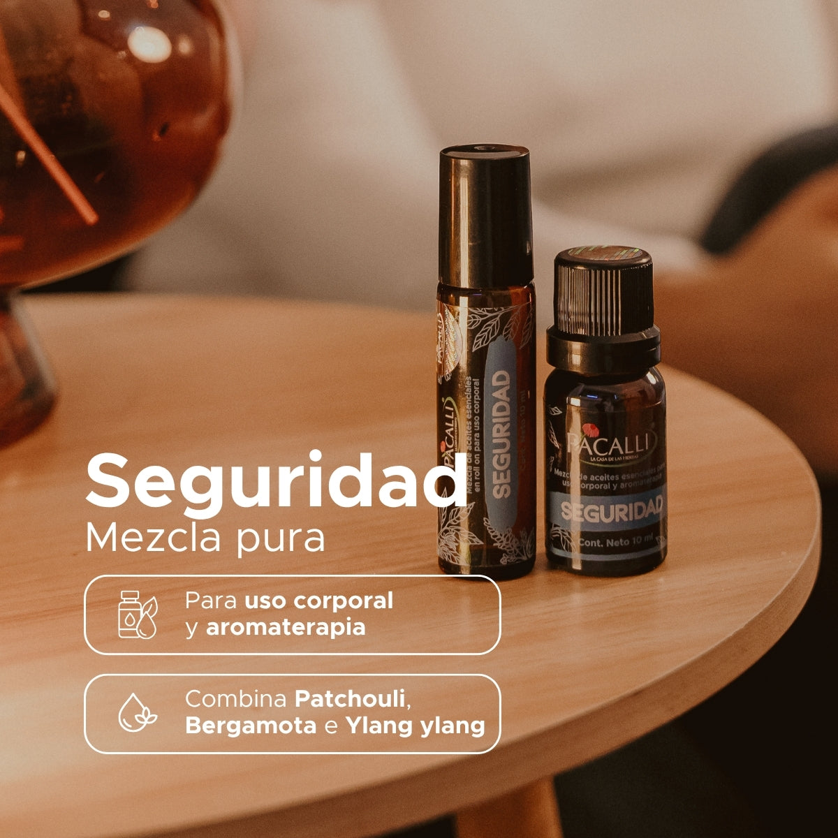 Seguridad Mezcla Pura · Patchouli, Bergamota y Ylang Ylang · 10 ml