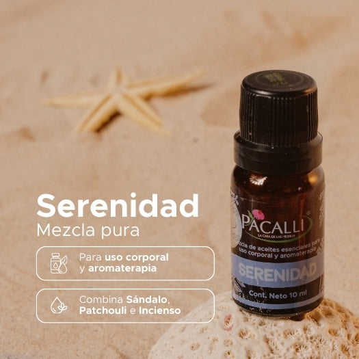 Serenidad Mezcla Pura PACALLI · Sándalo, Patchouli e Incienso · 10 ml