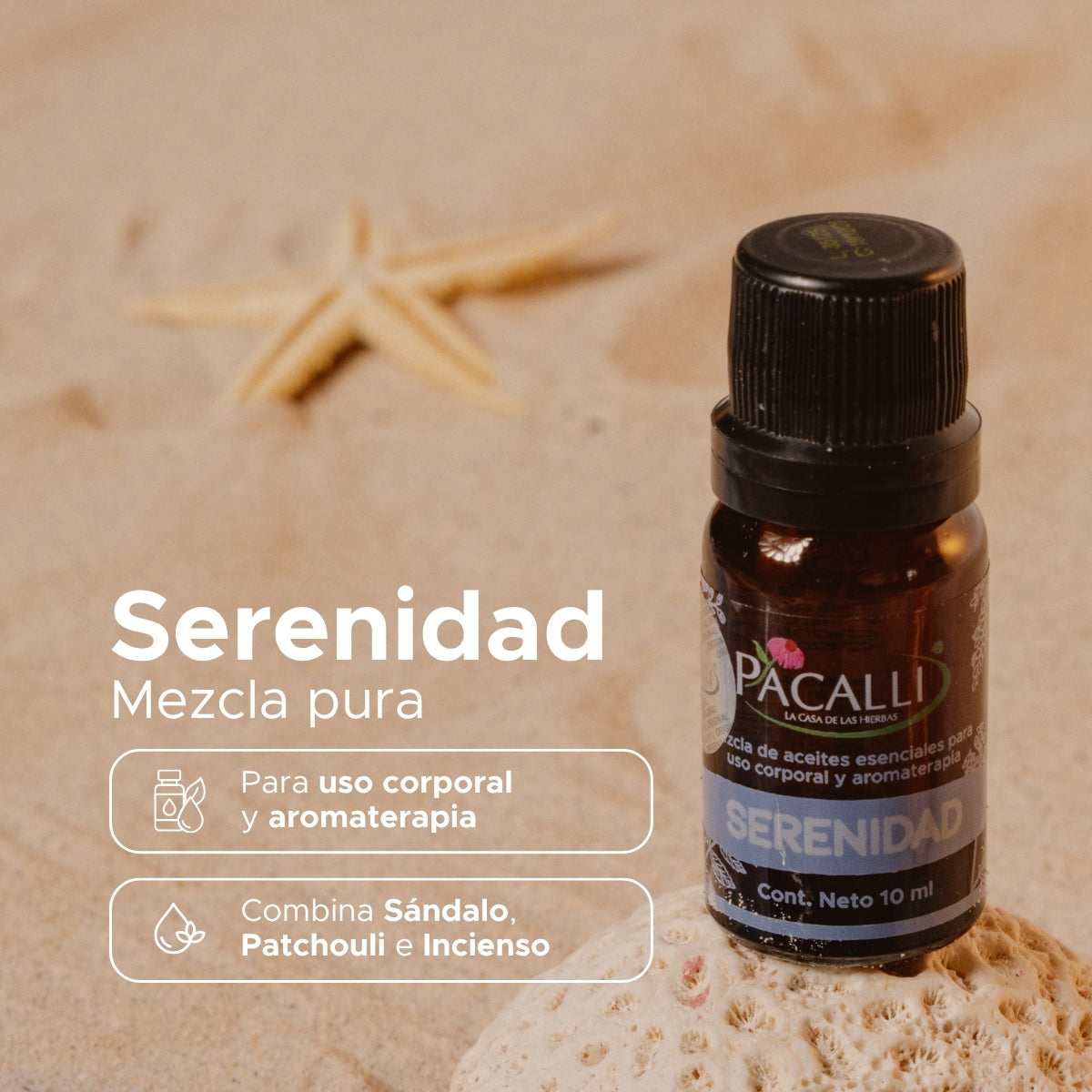 Serenidad Mezcla Pura · Sándalo, Patchouli e Incienso · 10 ml