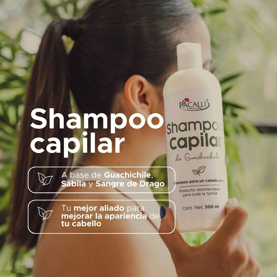Shampoo Capilar de Guachichile PACALLI · Con Guachichile y Sangre de Drago · 500 ml