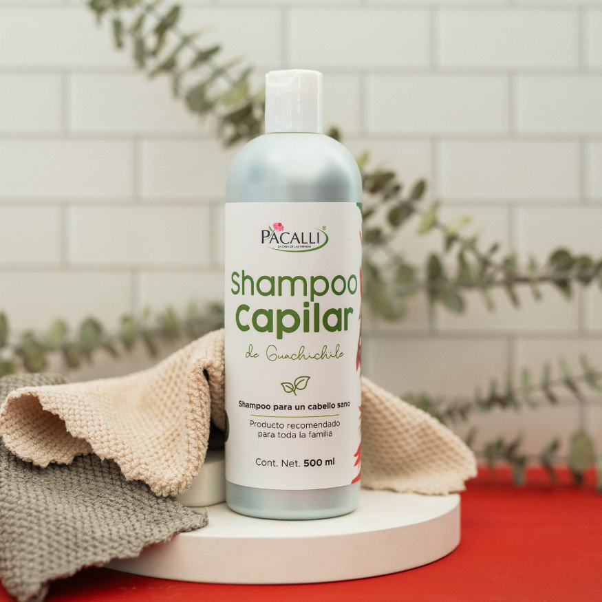 Shampoo Capilar de Guachichile PACALLI · Con Guachichile, Sangre de Drago y Hueso de Mamey · 500 ml