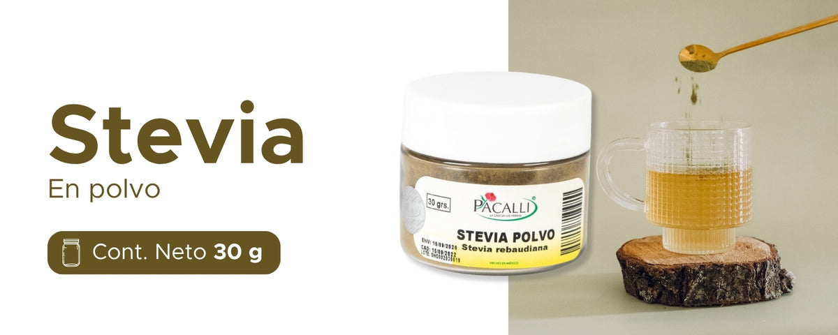 Stevia en Polvo PACALLI · Endulzante de Origen Vegetal · 30 g