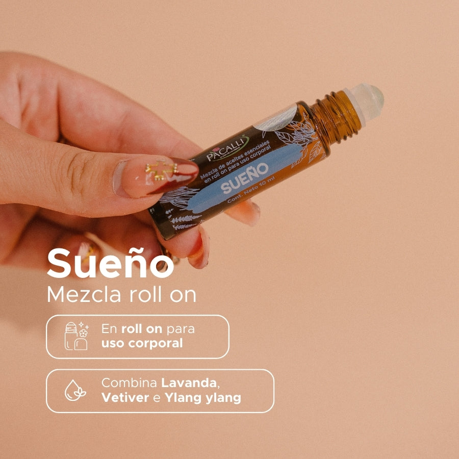 Sueño Roll On PACALLI · Lavanda, Vetiver y Ylang Ylang · 10 ml