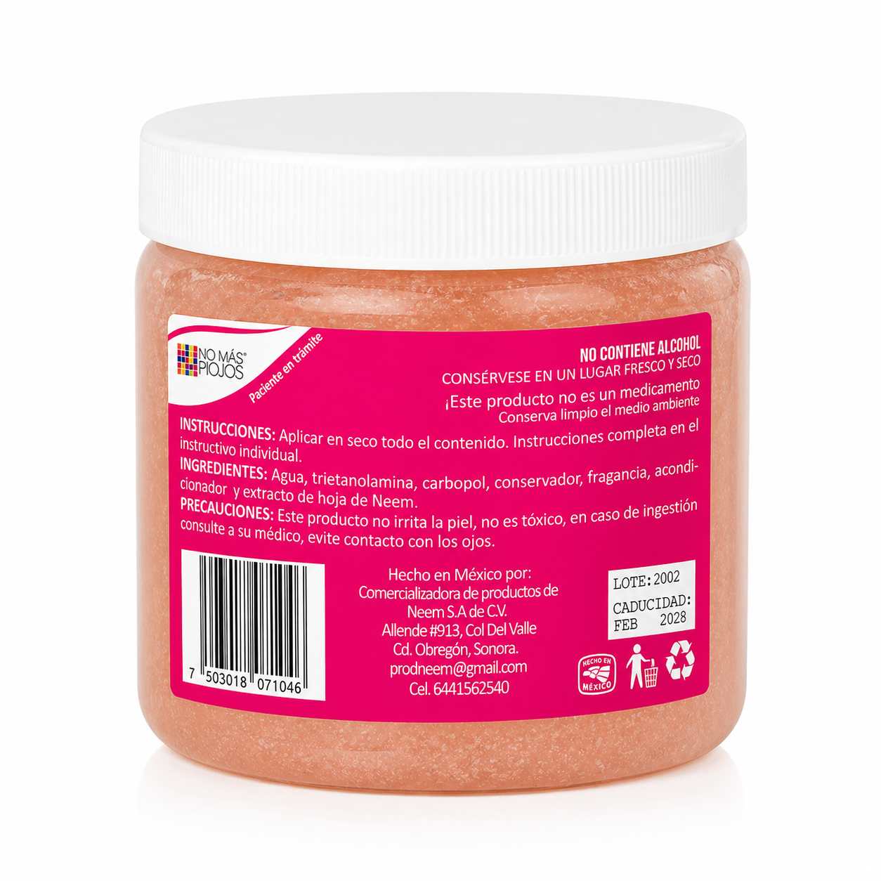 Gel Correctivo No más Piojos / 450 g.