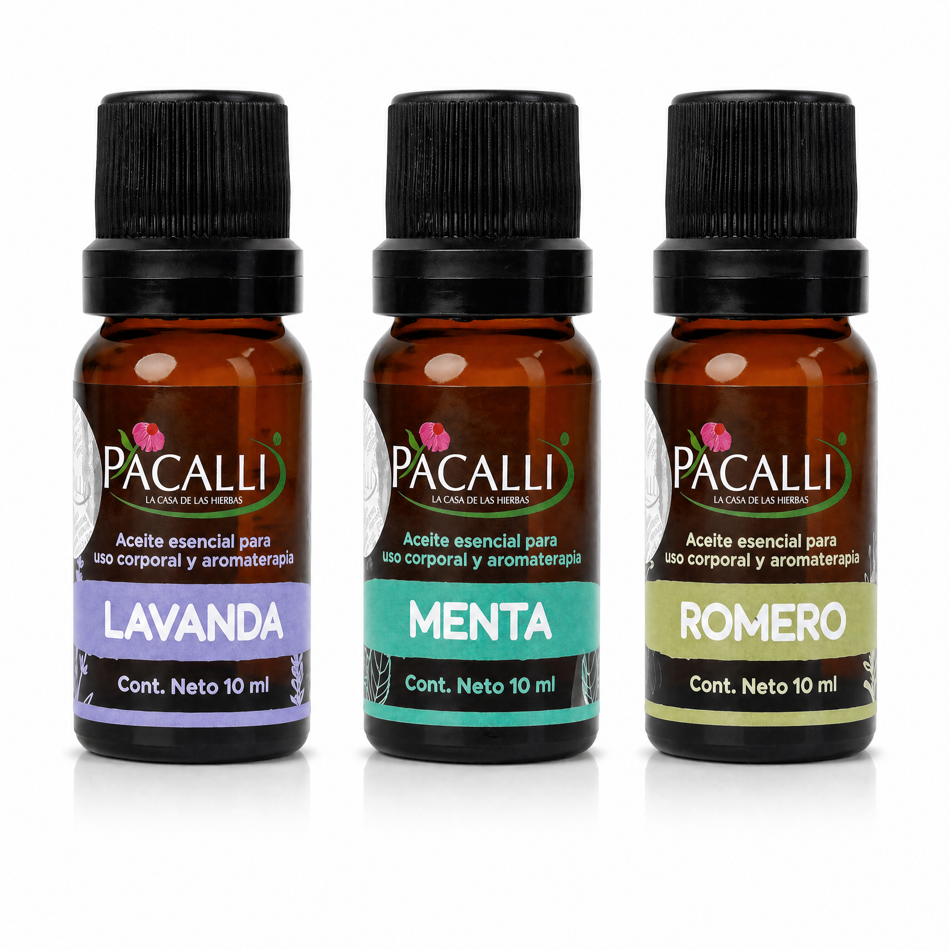 Mi Kit Esencial PACALLI · Lavanda, Menta y Romero · 3 x 10 ml