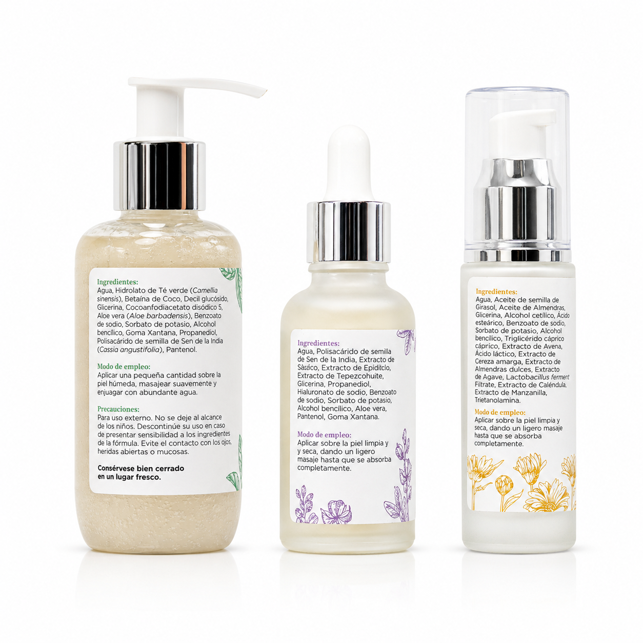 Kit Mi rutina de día Kalinat · 3 piezas (Limpiador Facial, Ácido hialurónico serum y Crema de día)