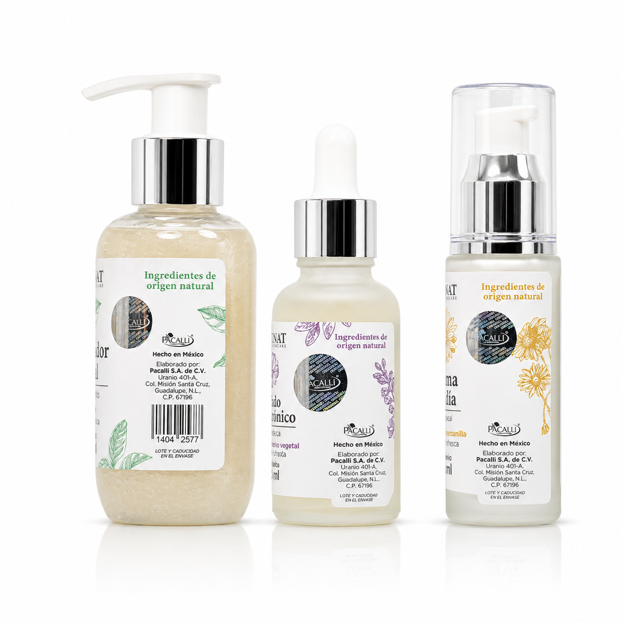 Kit Mi rutina de día Kalinat · 3 piezas (Limpiador Facial, Ácido hialurónico serum y Crema de día)